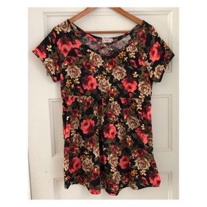 Floral Crisscross Maternity Blouse Empire Waist